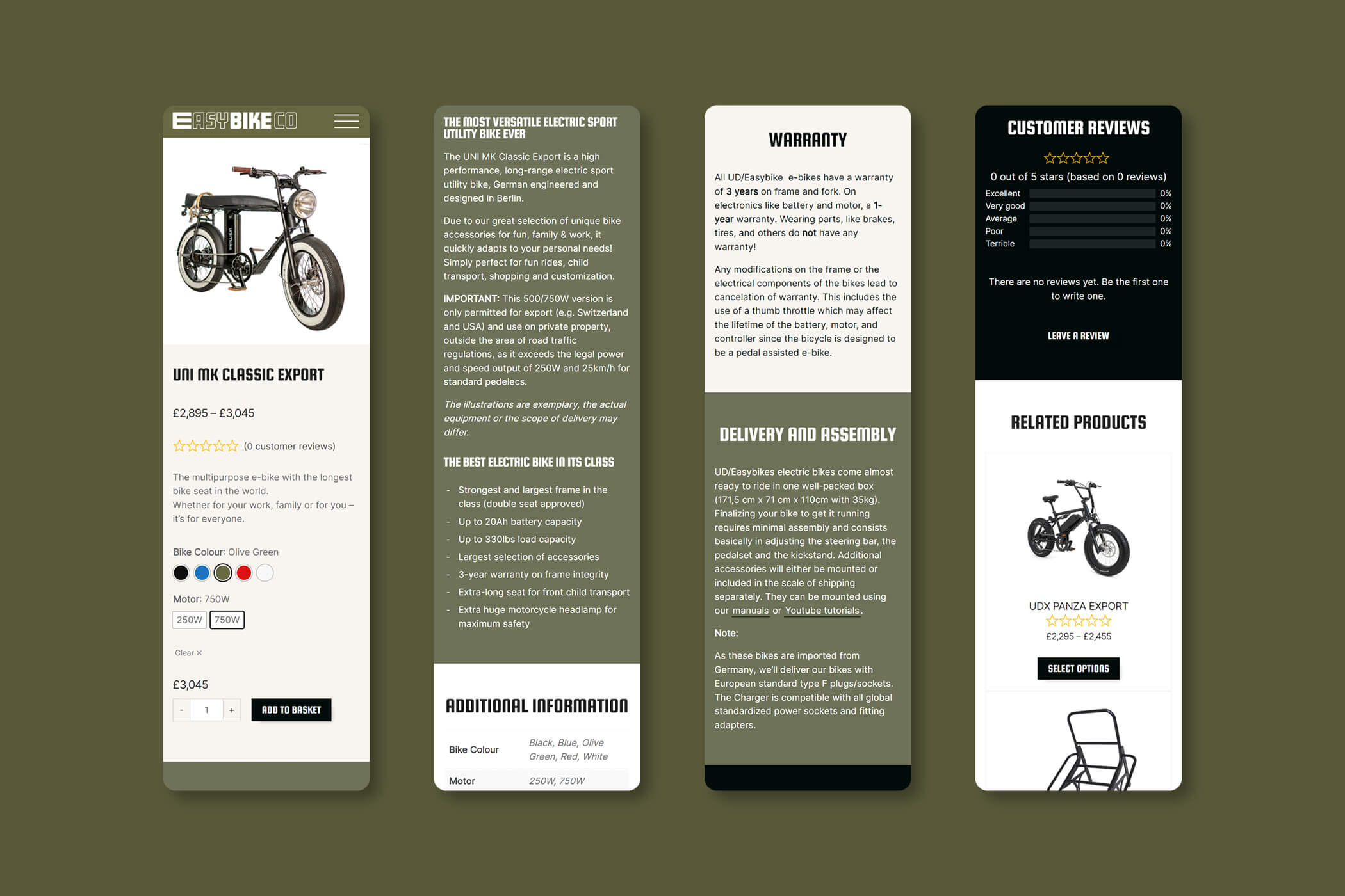 Easy Bike Purchase product page on mobile