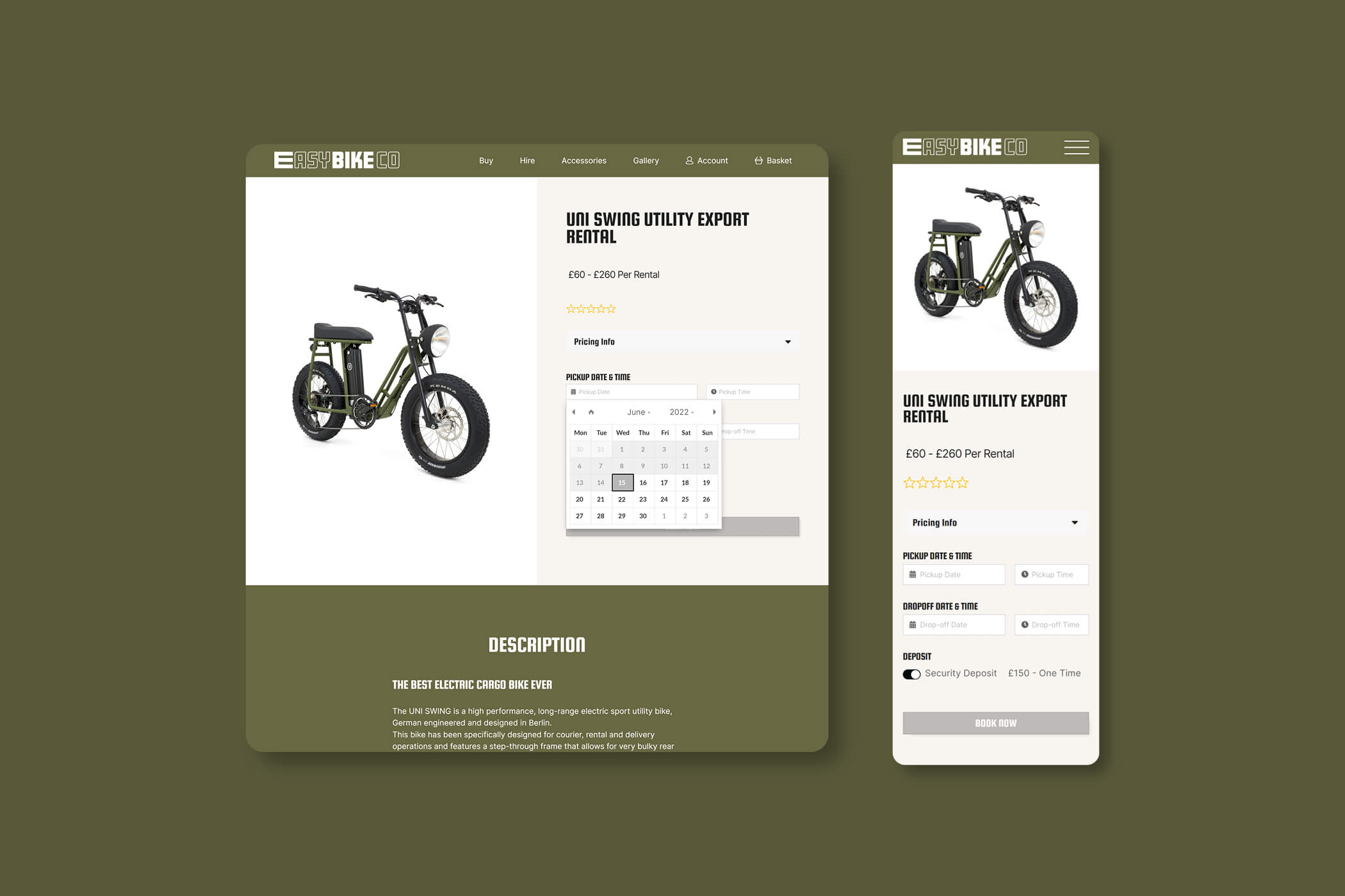 Easy Bike rental product page